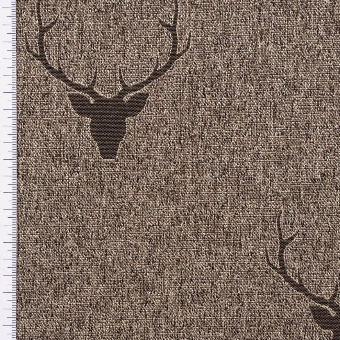 SCHÖNER LEBEN. Vorhang Jacquard Hirschkopf mit Geweih braun dunkelbraun 245cm oder Wunschlänge