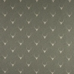 SCHÖNER LEBEN. Vorhang Jacquard Hirschkopf mit Geweih grün beige 245cm oder Wunschlänge