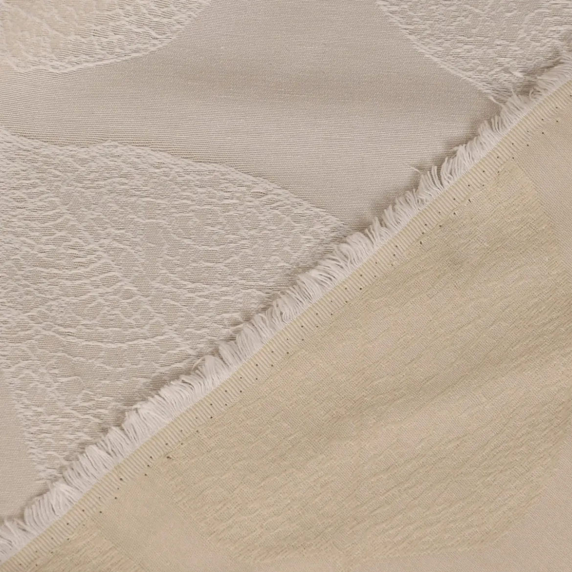 SCHÖNER LEBEN. Vorhang Jacquard Blätter hellbeige weiß 245cm oder Wunschlänge