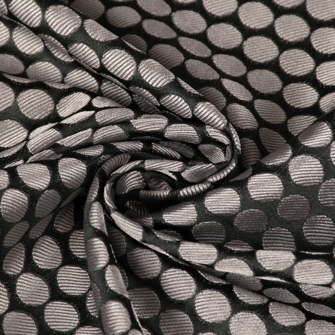 SCHÖNER LEBEN. Vorhang Jacquard Punkte schwarz silbergrau 245cm oder Wunschlänge