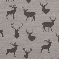SCHÖNER LEBEN. Vorhang Jacquard mit Hirschen hellgrau grau 245cm oder Wunschlänge