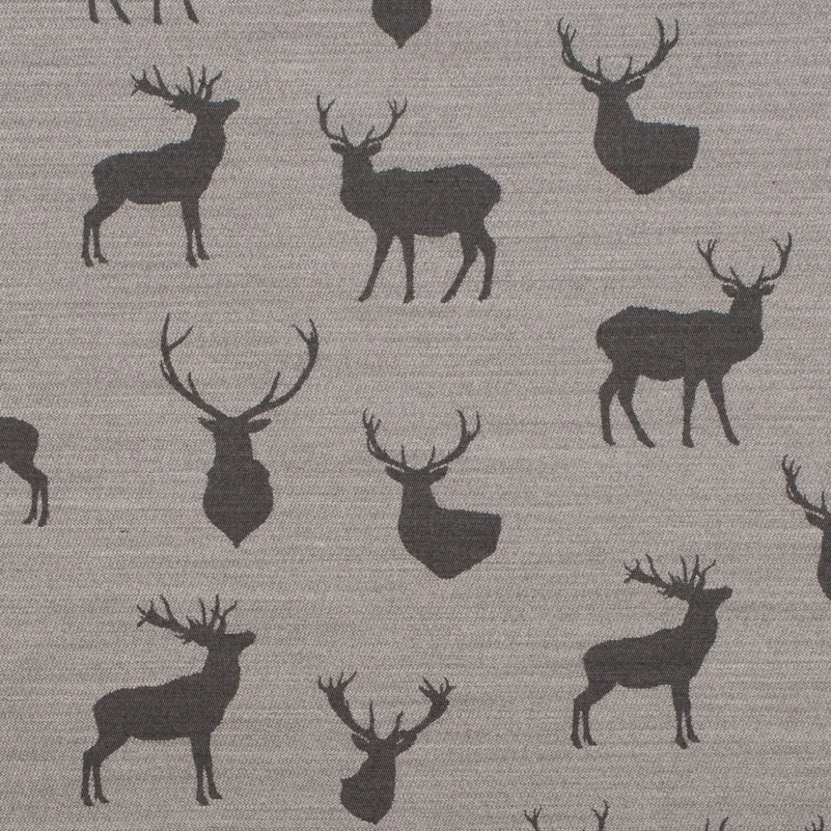 SCHÖNER LEBEN. Vorhang Jacquard mit Hirschen grau hellgrau 245cm oder Wunschlänge