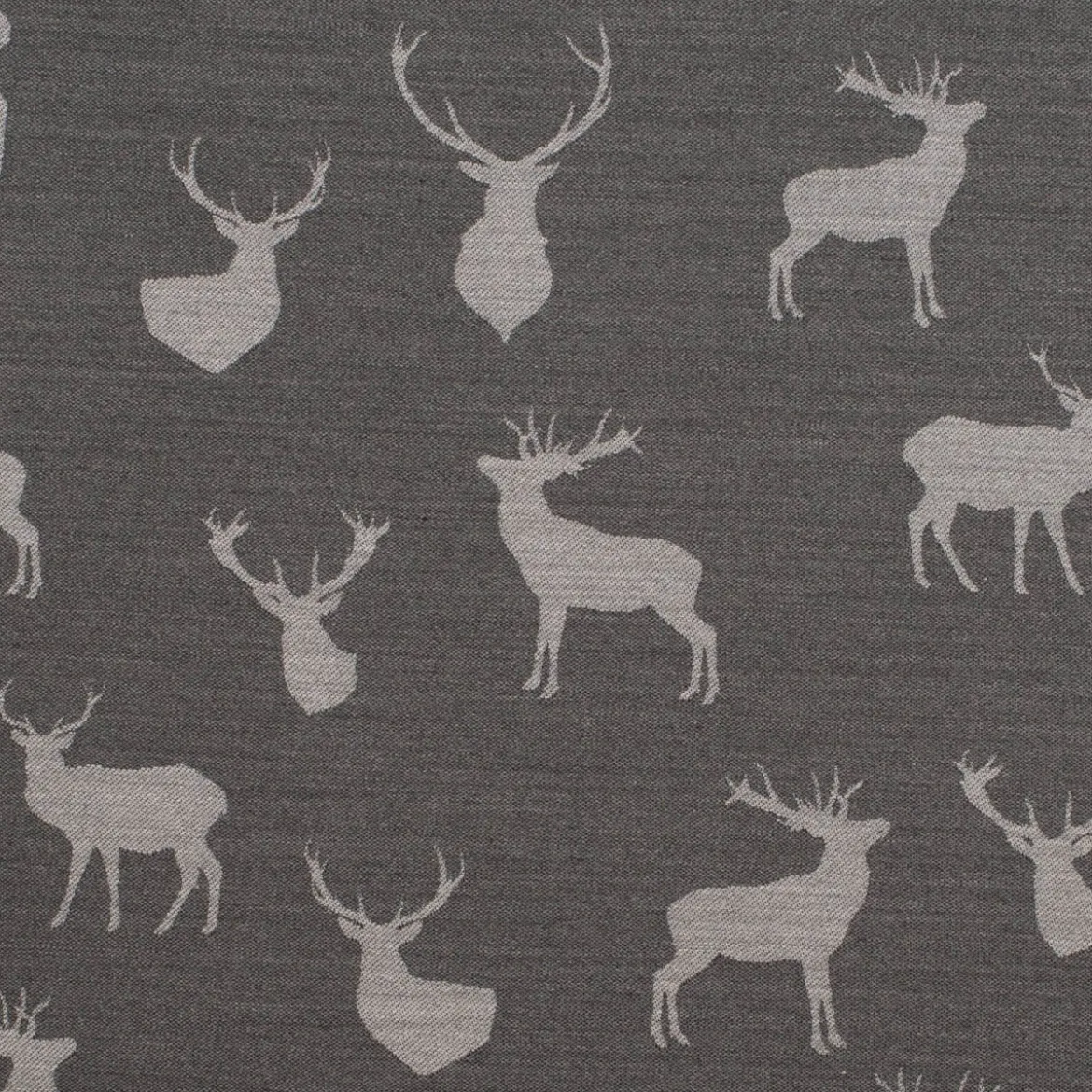 SCHÖNER LEBEN. Vorhang Jacquard mit Hirschen grau hellgrau 245cm oder Wunschlänge