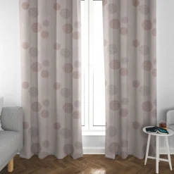 SCHÖNER LEBEN. Vorhang Jacquard Satinlook Kreise beidseitig beige rosenholz 245cm oder Wunschlänge