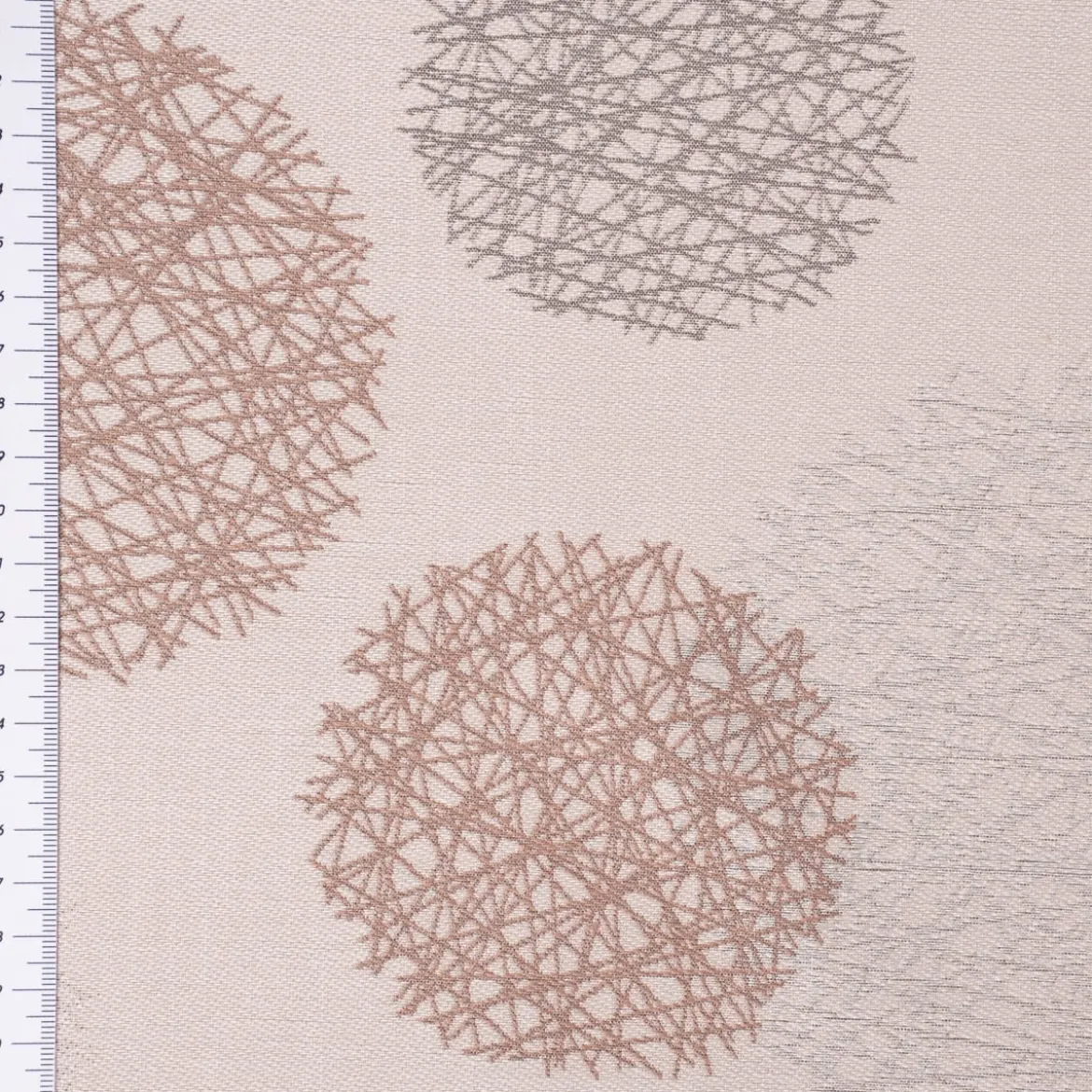 SCHÖNER LEBEN. Vorhang Jacquard Satinlook Kreise beidseitig beige rosenholz 245cm oder Wunschlänge