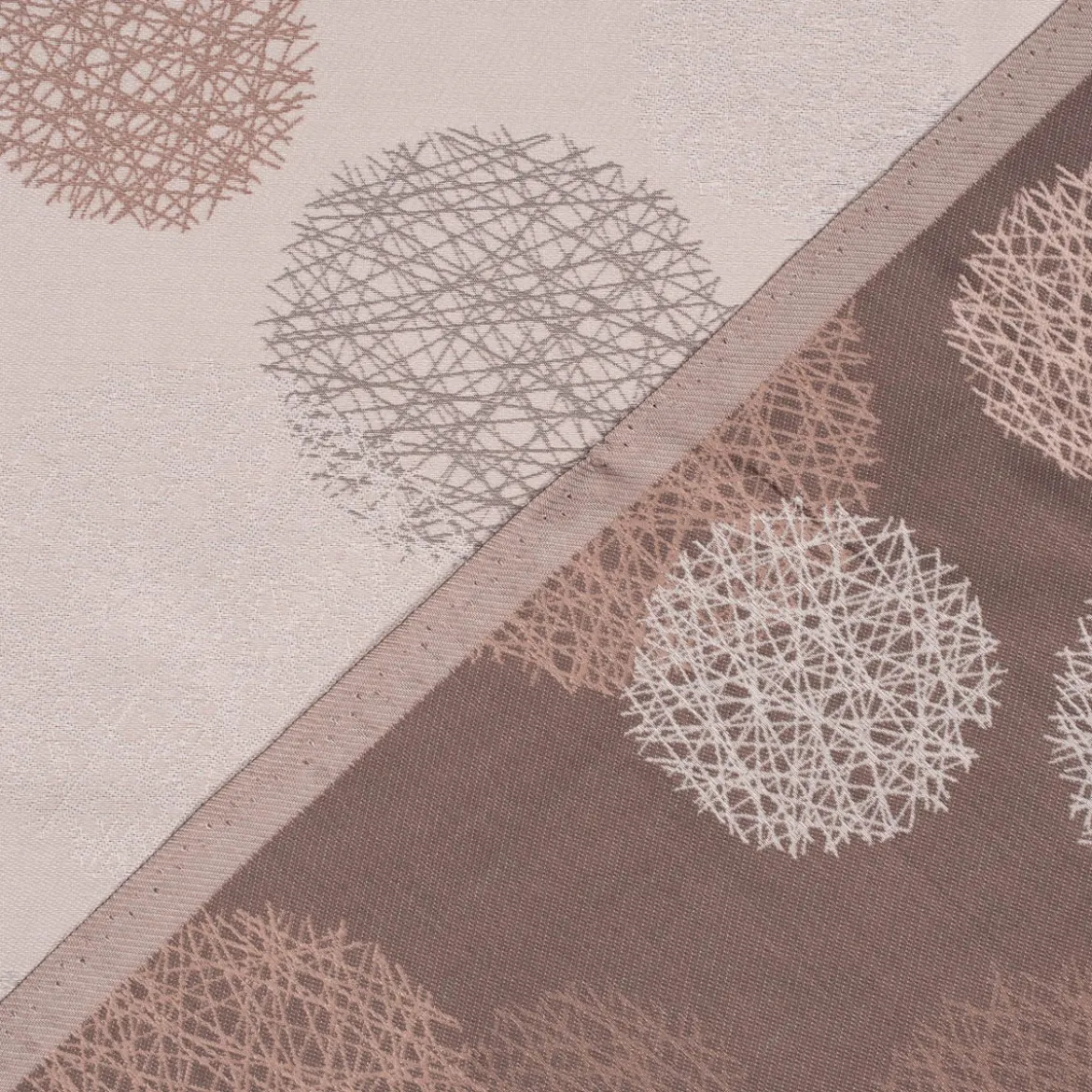 SCHÖNER LEBEN. Vorhang Jacquard Satinlook Kreise beidseitig beige rosenholz 245cm oder Wunschlänge