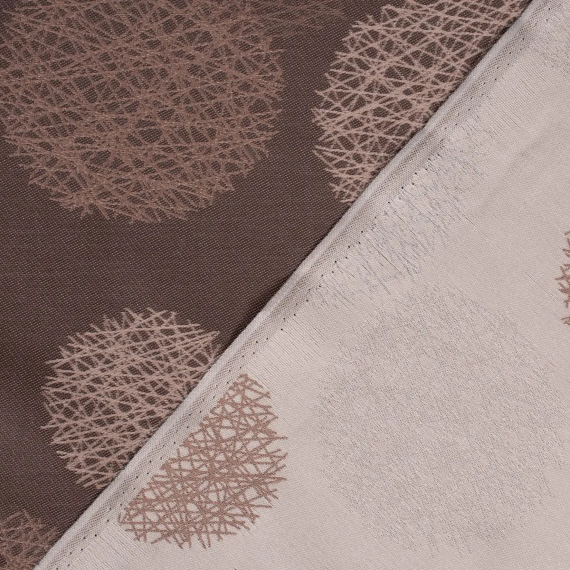 SCHÖNER LEBEN. Vorhang Jacquard Satinlook Kreise beidseitig rosenholz beige 245cm oder Wunschlänge
