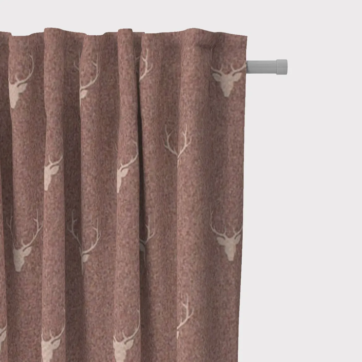 SCHÖNER LEBEN. Vorhang Jacquard Hirschkopf mit Geweih rotbraun beige 245cm oder Wunschlänge