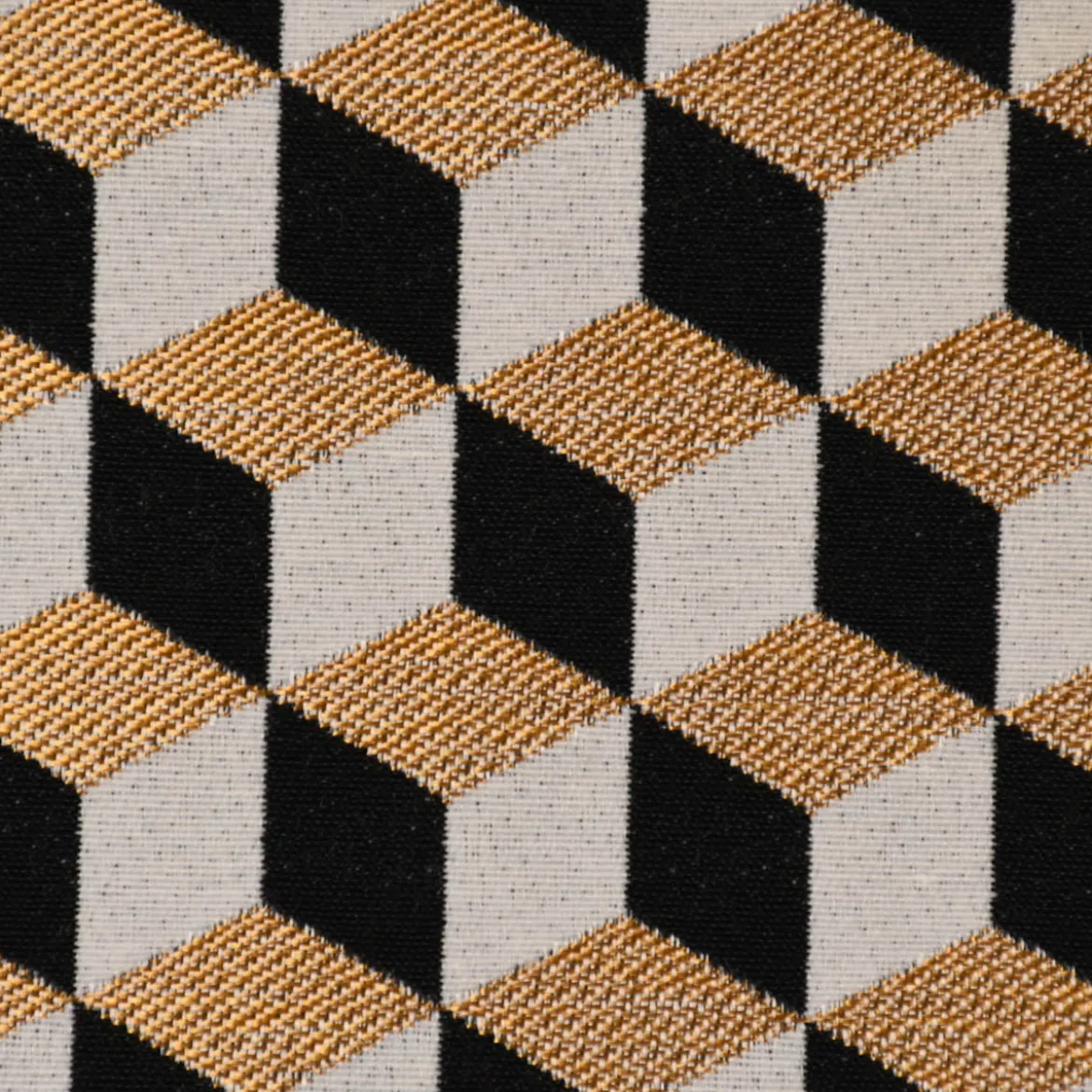 SCHÖNER LEBEN. Vorhang Jacquard Metallic Cube Geometric Luxury 3D Würfel schwarz gold ecru 245cm oder Wunschlänge