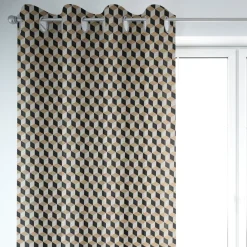 SCHÖNER LEBEN. Vorhang Jacquard Metallic Cube Geometric Luxury 3D Würfel schwarz gold ecru 245cm oder Wunschlänge