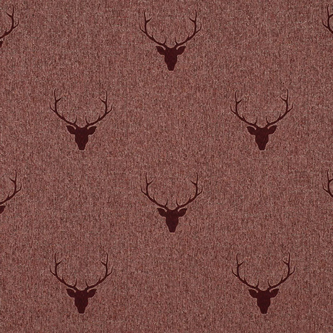 SCHÖNER LEBEN. Vorhang Jacquard Hirschkopf mit Geweih rotbraun dunkelrot 245cm oder Wunschlänge