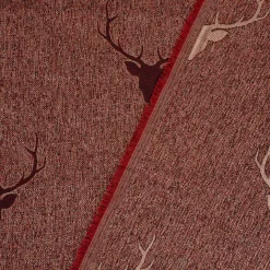 SCHÖNER LEBEN. Vorhang Jacquard Hirschkopf mit Geweih rotbraun dunkelrot 245cm oder Wunschlänge