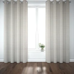 SCHÖNER LEBEN. Vorhang Karo Gitter wollweiß beige 245cm oder Wunschlänge