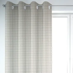 SCHÖNER LEBEN. Vorhang Karo Gitter wollweiß beige 245cm oder Wunschlänge