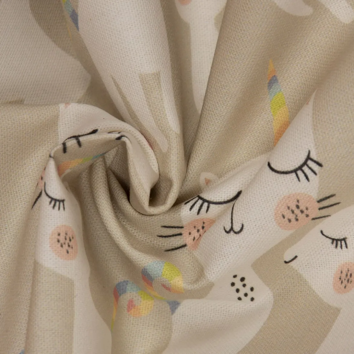 SCHÖNER LEBEN. Vorhang Katzen Caticorn beige pastell 245cm oder Wunschlänge