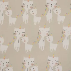 SCHÖNER LEBEN. Vorhang Katzen Caticorn beige pastell 245cm oder Wunschlänge