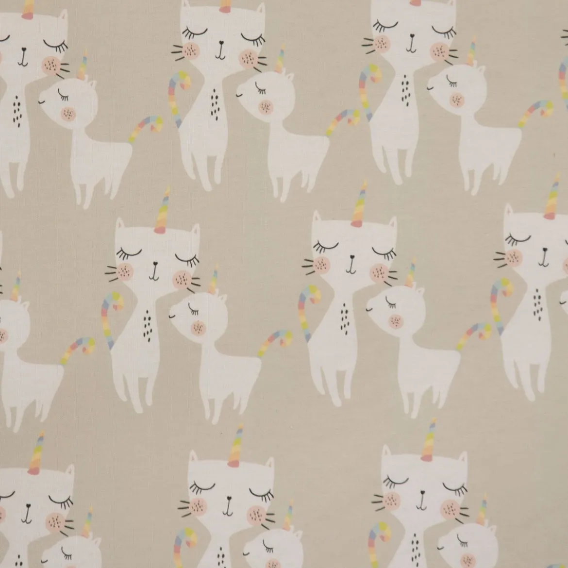 SCHÖNER LEBEN. Vorhang Katzen Caticorn beige pastell 245cm oder Wunschlänge