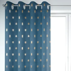 SCHÖNER LEBEN. Vorhang Käfer blau gold metallic 245cm oder Wunschlänge