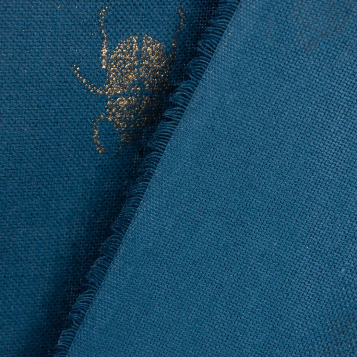 SCHÖNER LEBEN. Vorhang Käfer blau gold metallic 245cm oder Wunschlänge