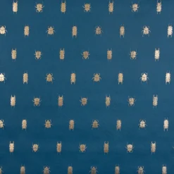 SCHÖNER LEBEN. Vorhang Käfer blau gold metallic 245cm oder Wunschlänge