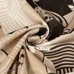 SCHÖNER LEBEN. Vorhang Kraniche Hügel beige schwarz weiß 245cm oder Wunschlänge