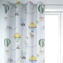 SCHÖNER LEBEN. Vorhang Lamarama mit Lamas, Pandas und Heißluftballons 245cm oder Wunschlänge