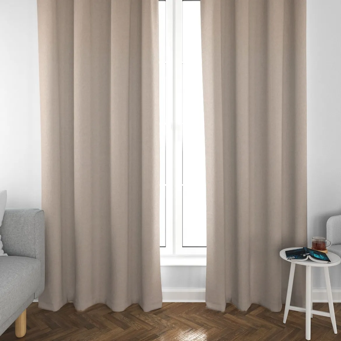 SCHÖNER LEBEN. Vorhang Leinenlook uni natur 245cm oder Wunschlänge