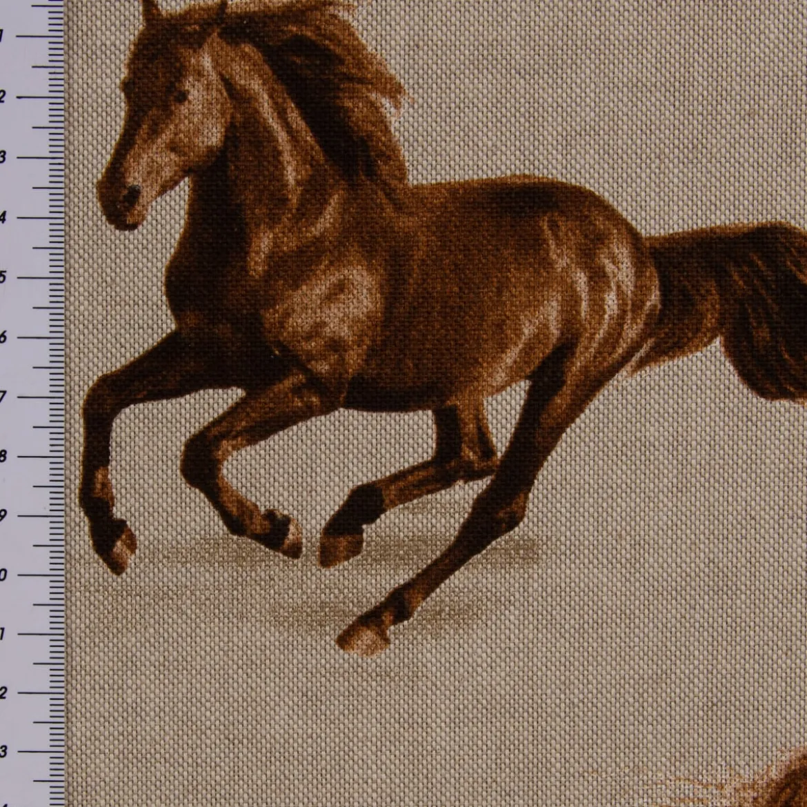 SCHÖNER LEBEN. Vorhang Leinenlook Pferde natur braun 245cm oder Wunschlänge