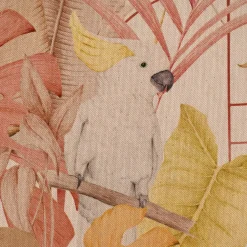 SCHÖNER LEBEN. Vorhang Leinenlook Royal Cockatoo Palmenblätter Kakadus natur gelb rosa 245cm oder Wunschlänge