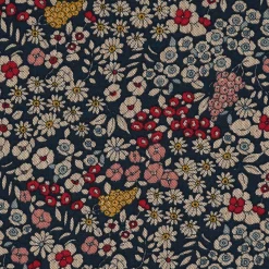 SCHÖNER LEBEN. Vorhang Leinenlook Blossom Dream Blüten blau pink gelb 245cm oder Wunschlänge