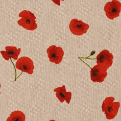 SCHÖNER LEBEN. Vorhang Leinenlook Poppy Flower Mohnblüten Allover natur rot 245cm oder Wunschlänge
