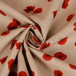 SCHÖNER LEBEN. Vorhang Leinenlook Poppy Flower Mohnblüten Allover natur rot 245cm oder Wunschlänge