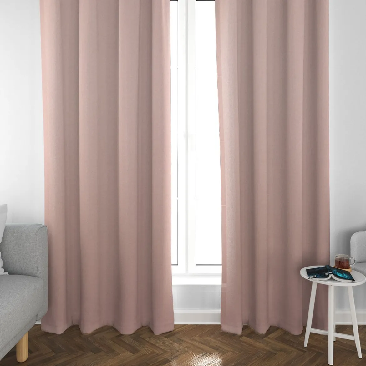 SCHÖNER LEBEN. Vorhang Leinenlook uni rosa 245cm oder Wunschlänge