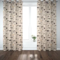 SCHÖNER LEBEN. Vorhang Leinenlook Sewing Atelier Nähzubehör natur schwarz 245cm oder Wunschlänge