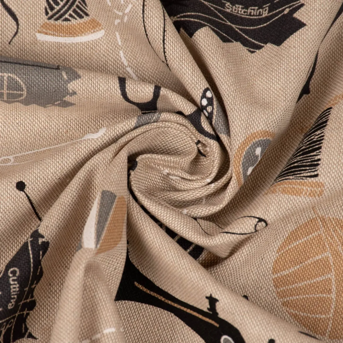 SCHÖNER LEBEN. Vorhang Leinenlook Sewing Atelier Nähzubehör natur schwarz 245cm oder Wunschlänge