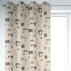SCHÖNER LEBEN. Vorhang Leinenlook Sewing Atelier Nähzubehör natur schwarz 245cm oder Wunschlänge
