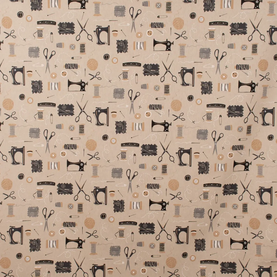 SCHÖNER LEBEN. Vorhang Leinenlook Sewing Atelier Nähzubehör natur schwarz 245cm oder Wunschlänge