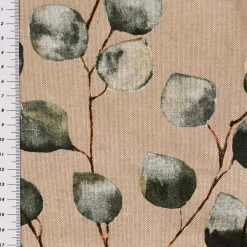 SCHÖNER LEBEN. Vorhang Leinenlook Eukalyptus Leaves Eukalyptusblätter natur grün 245cm oder Wunschlänge