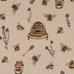SCHÖNER LEBEN. Vorhang Leinenlook Bee Honey Buzzing Honig Bienen Korb natur gelb 245cm oder Wunschlänge