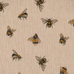 SCHÖNER LEBEN. Vorhang Leinenlook Bee Buzzing Bienen Hummeln natur gelb 245cm oder Wunschlänge
