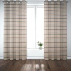 SCHÖNER LEBEN. Vorhang Leinenlook Riviera Stripe Small Streifen natur blau 245cm oder Wunschlänge