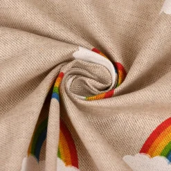 SCHÖNER LEBEN. Vorhang Leinenlook Over the Rainbow Regenbogen Wolken natur bunt 245cm oder Wunschlänge