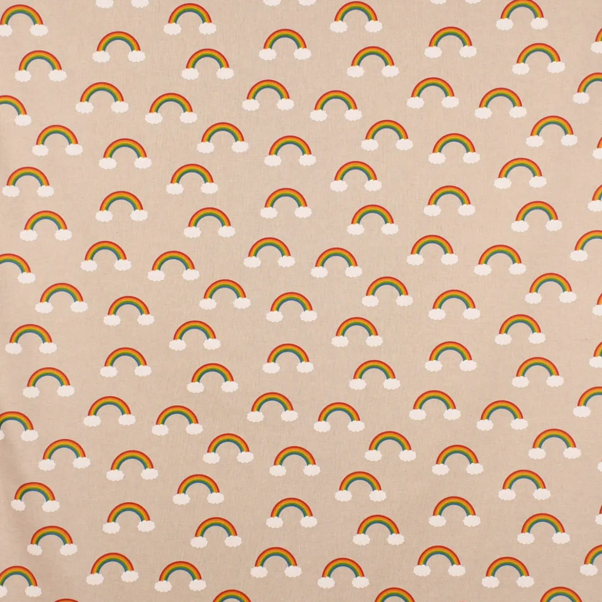 SCHÖNER LEBEN. Vorhang Leinenlook Over the Rainbow Regenbogen Wolken natur bunt 245cm oder Wunschlänge