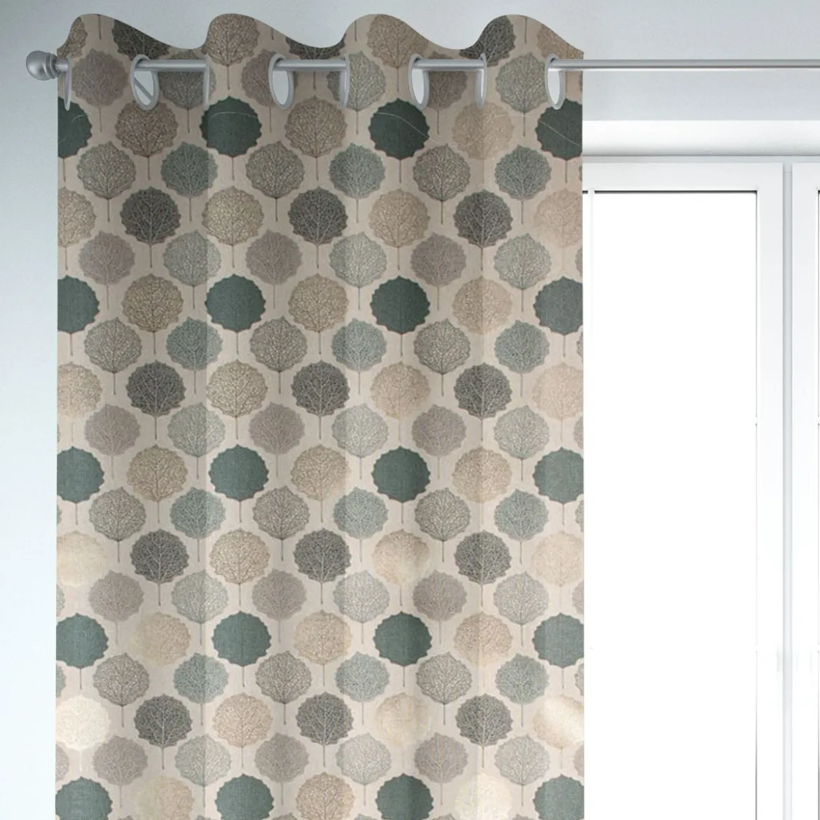 SCHÖNER LEBEN. Vorhang Leinenlook Blätter Blattskelett natur grün goldmetallic 245cm oder Wunschlänge