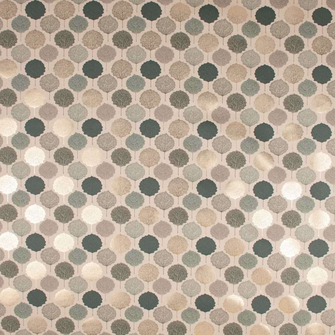 SCHÖNER LEBEN. Vorhang Leinenlook Blätter Blattskelett natur grün goldmetallic 245cm oder Wunschlänge