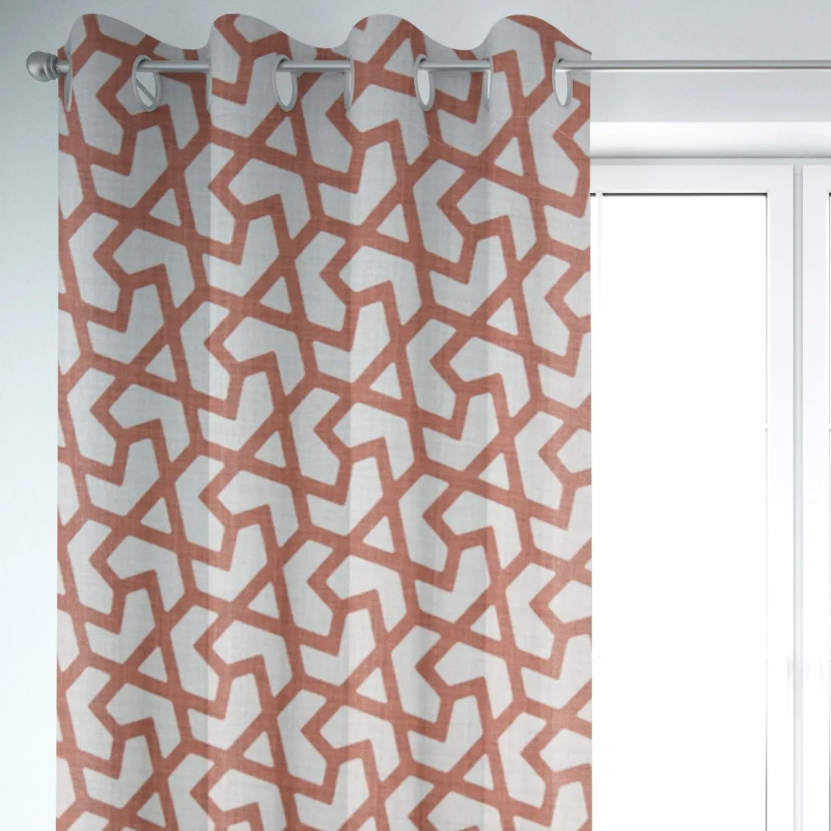 SCHÖNER LEBEN. Vorhang Linien Grafik beige terracotta 245cm oder Wunschlänge