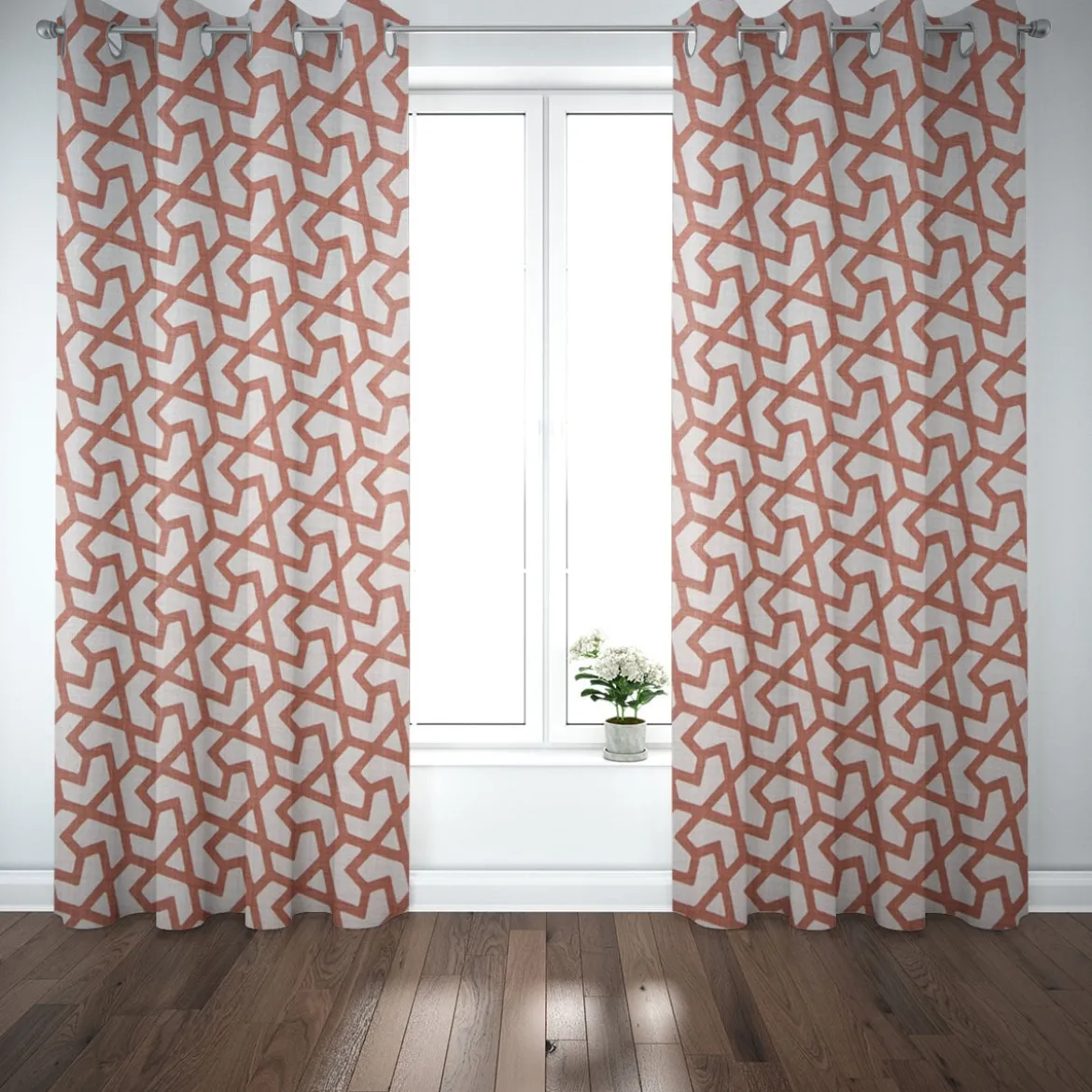 SCHÖNER LEBEN. Vorhang Linien Grafik beige terracotta 245cm oder Wunschlänge