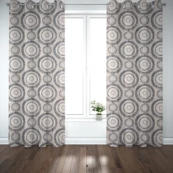 SCHÖNER LEBEN. Vorhang Mandala Kreise Punkte Striche natur nachtblau cremeweiß 245cm oder Wunschlänge