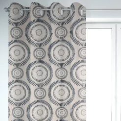 SCHÖNER LEBEN. Vorhang Mandala Kreise Punkte Striche natur nachtblau cremeweiß 245cm oder Wunschlänge