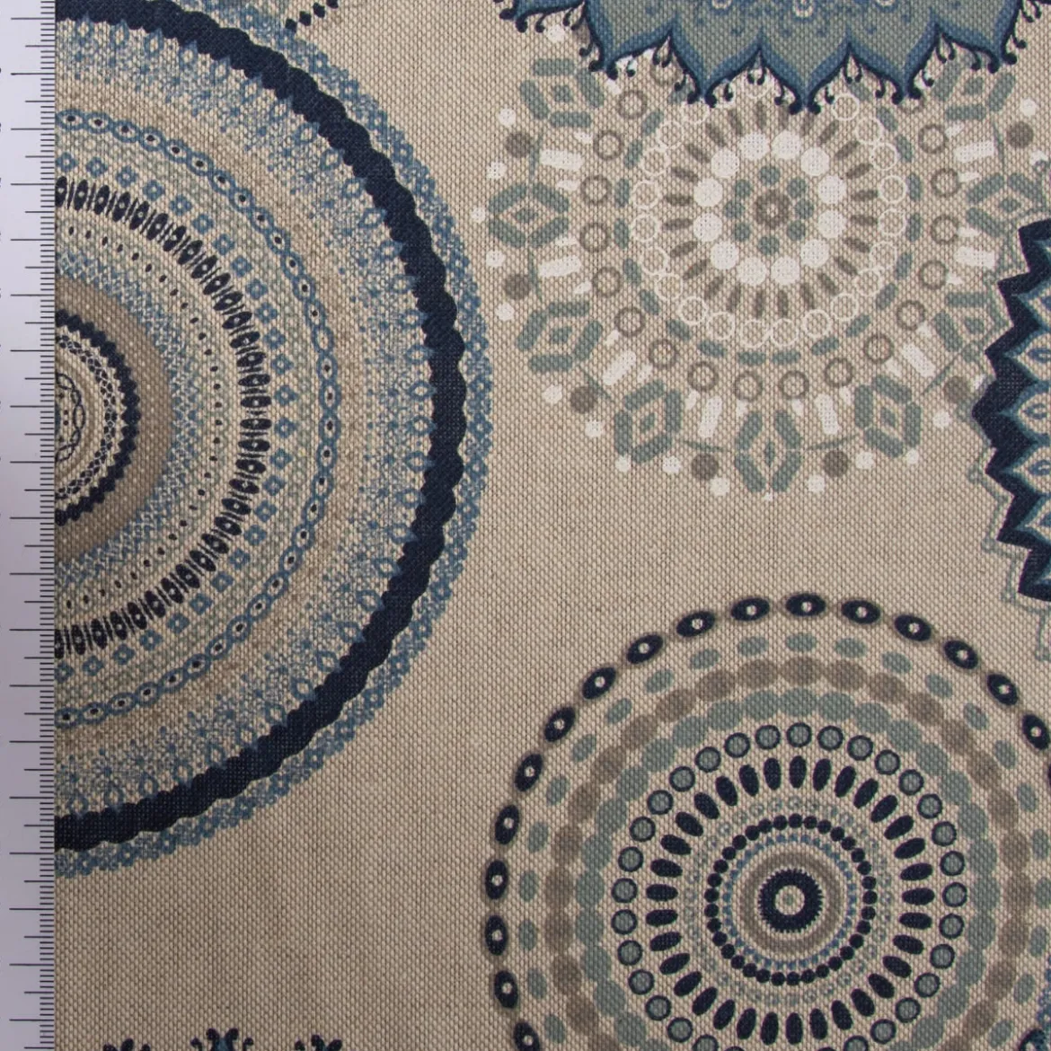 SCHÖNER LEBEN. Vorhang Mandalas natur blau 245cm oder Wunschlänge